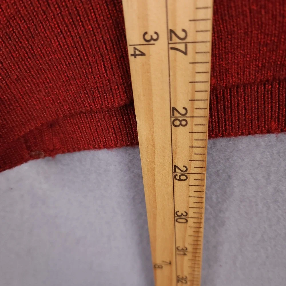Silversilk Sweater Mens‎ Large Red Geometric Full Zip Suede Trim Elbow Patches L